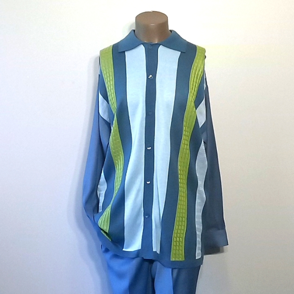 Classic 2pc China Blue Men's Long sleeves pants set by Inserch